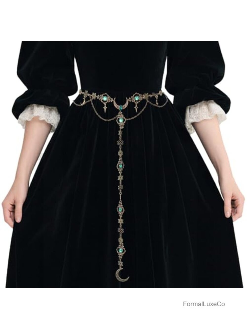 Medieval Chain Belt Women Renaissance Waist Chain Metal Tassel Star Moon